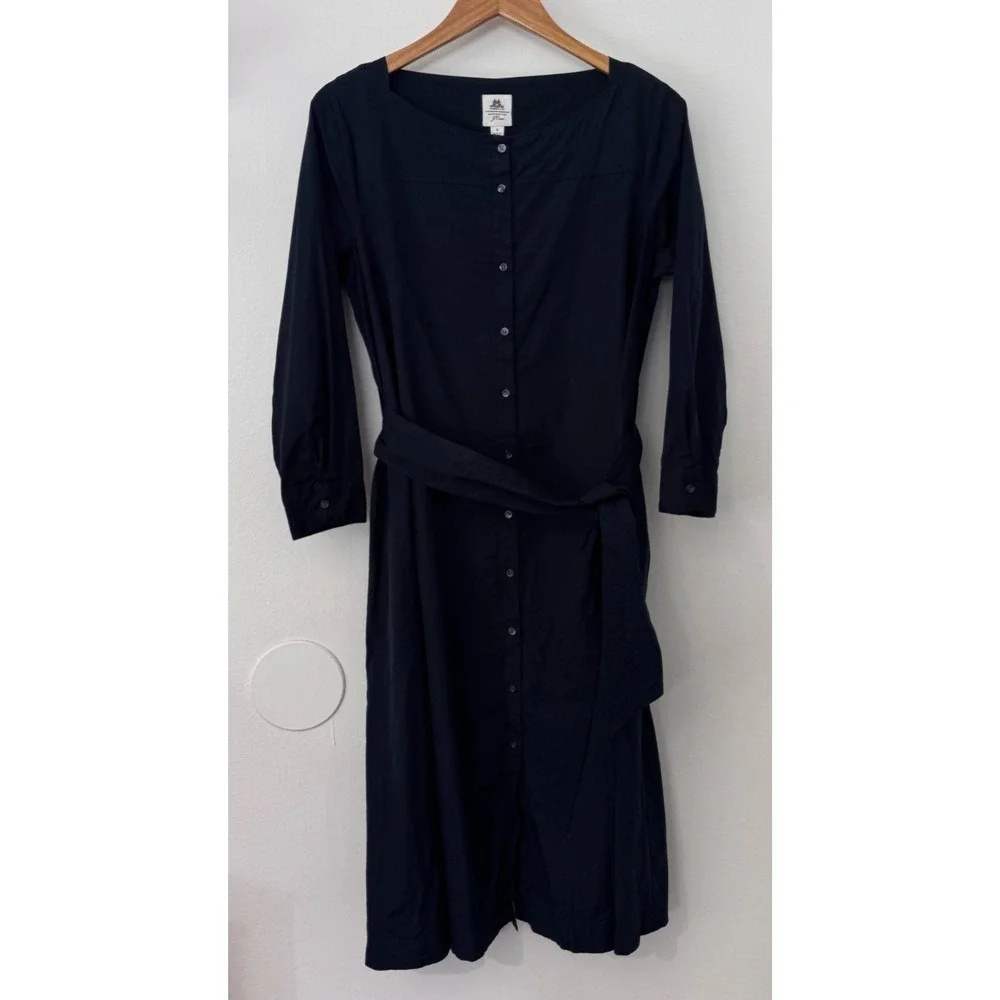 J CREW x Thomas Mason Shirt Dress Midi Womens 8 Blue G8673‎ Pockets